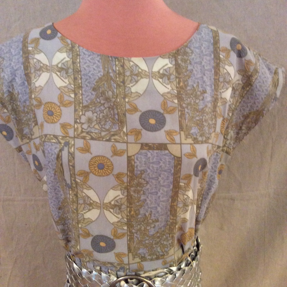 VINTAGE 60s Windowpane lady like  modest  pleat day/chore  Dress - Picture 2 of 12